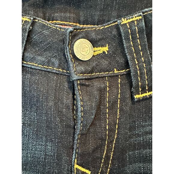 True Religion Tommy Vintage Y2K Low Rise Dark Wash Orange Stitched Bootcut Jean - Picture 13 of 16